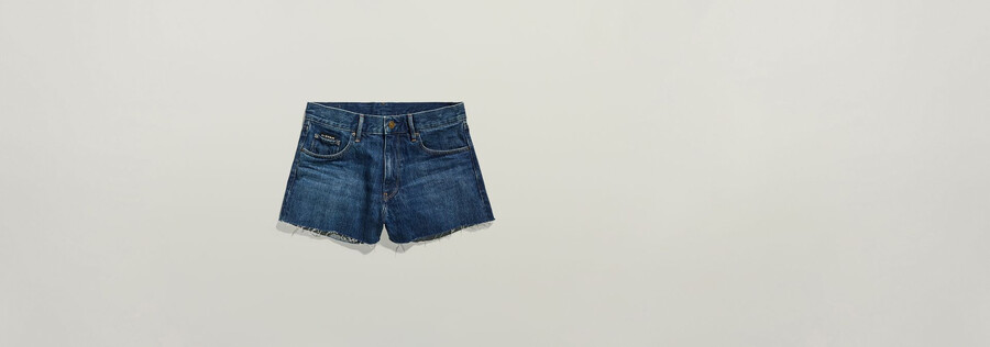 echte denim-shorts mit offener kante