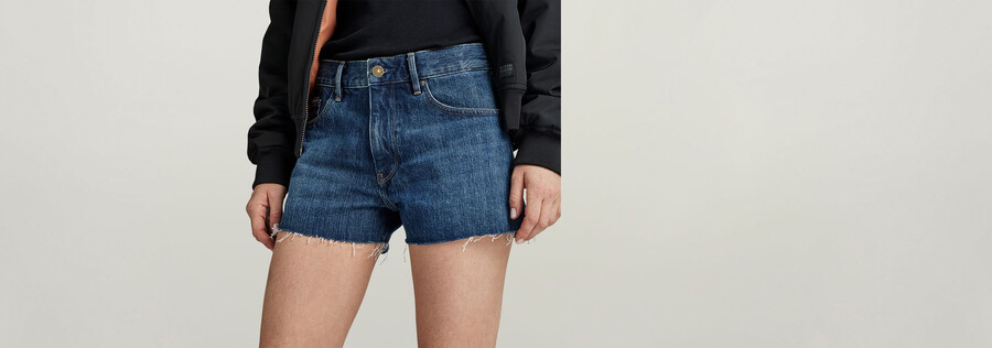 echte denim-shorts mit offener kante