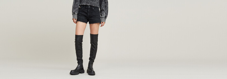 echte denim-shorts mit offener kante