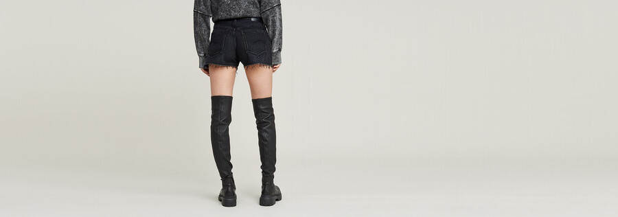 echte denim-shorts mit offener kante