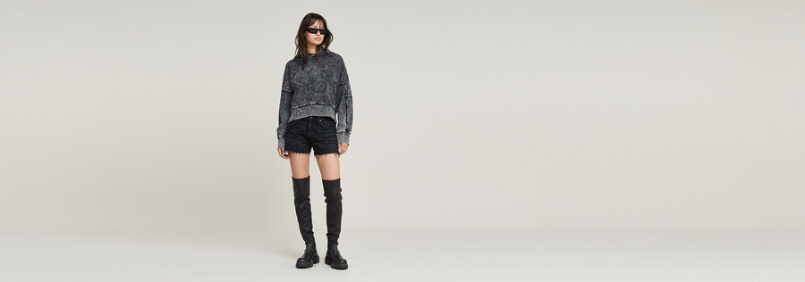 echte denim-shorts mit offener kante
