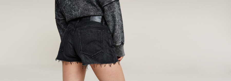 echte denim-shorts mit offener kante