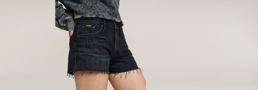 echte denim-shorts mit offener kante