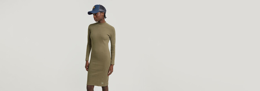 ergonomisches schmal geschnittenes rippenkleid