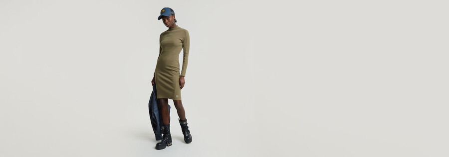 ergonomisches schmal geschnittenes rippenkleid