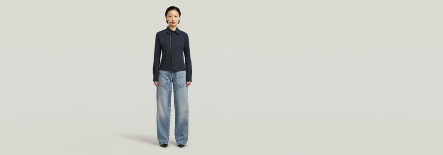 slim-fit-hemd mit reißverschluss