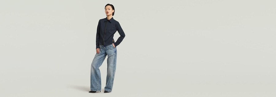 slim-fit-hemd mit reißverschluss