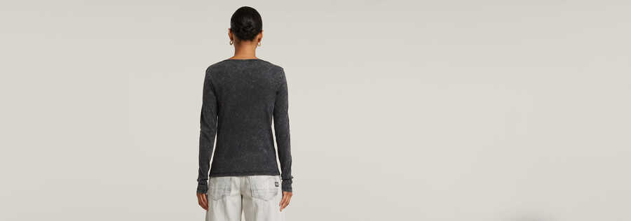 deep v overdyed henley slim top