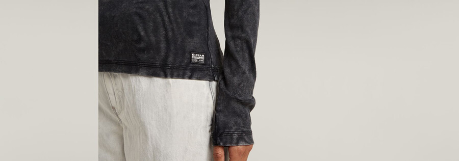 deep v overdyed henley slim top