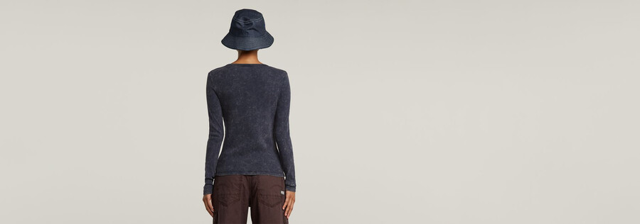 deep v overdyed henley slim top