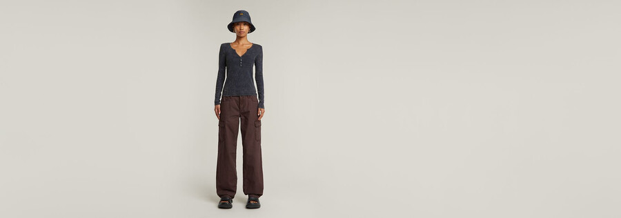 deep v overdyed henley slim top