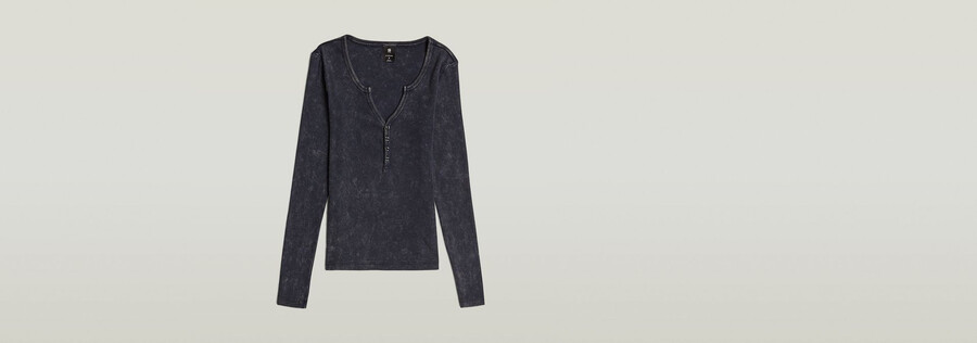 deep v overdyed henley slim top