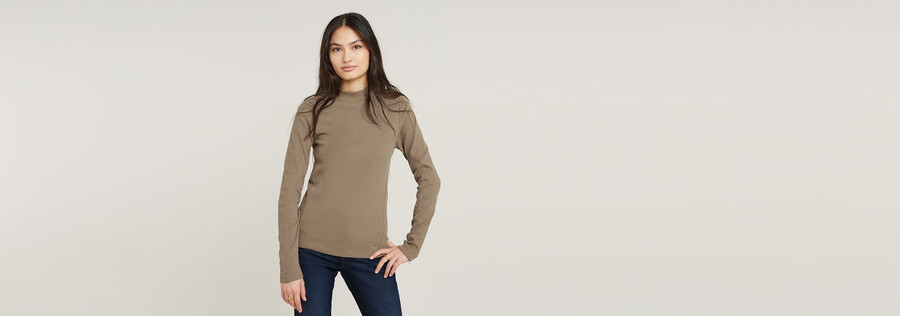slim rib mock top
