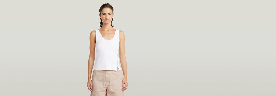 asymmetrisches schmal geschnittenes tanktop mit reißverschluss