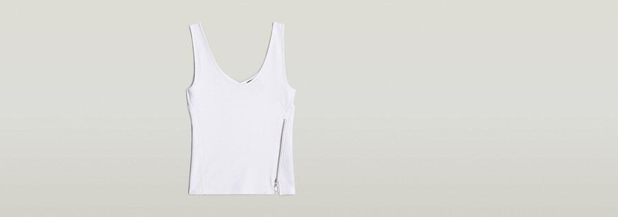 asymmetrisches schmal geschnittenes tanktop mit reißverschluss