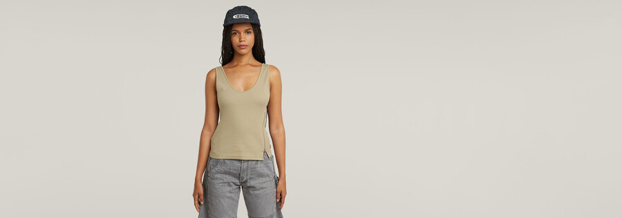 asymmetrisches schmal geschnittenes tanktop mit reißverschluss