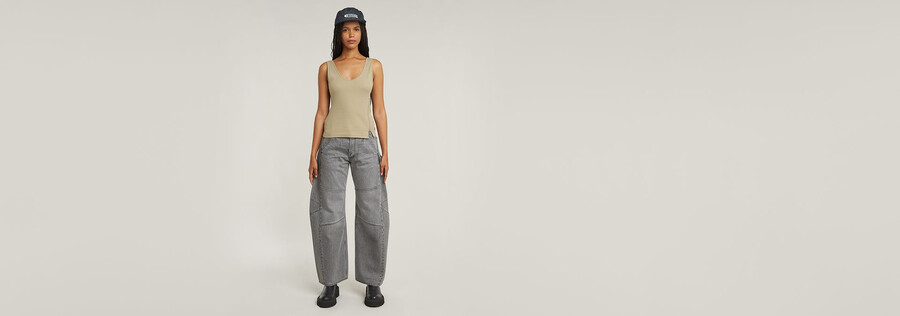 asymmetrisches schmal geschnittenes tanktop mit reißverschluss