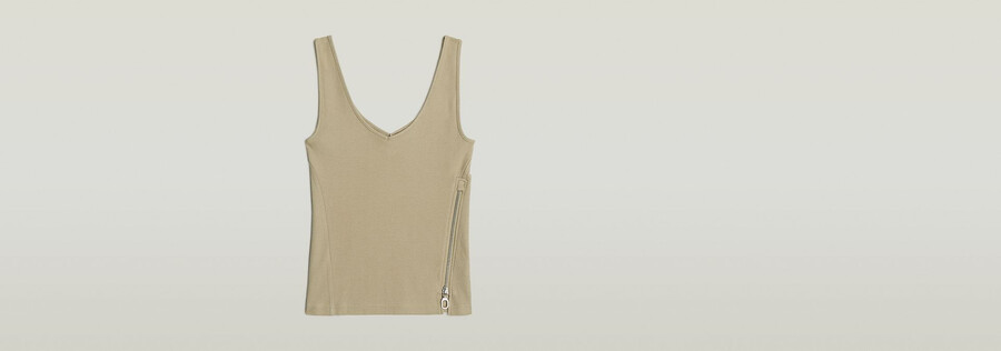 asymmetrisches schmal geschnittenes tanktop mit reißverschluss
