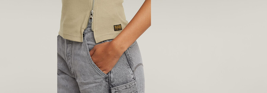 asymmetrisches schmal geschnittenes tanktop mit reißverschluss