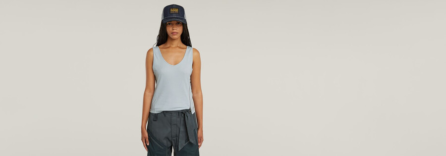asymmetrisches schmal geschnittenes tanktop mit reißverschluss