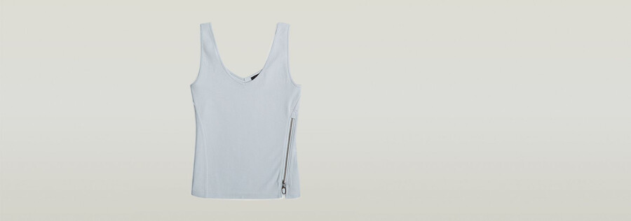 asymmetrisches schmal geschnittenes tanktop mit reißverschluss