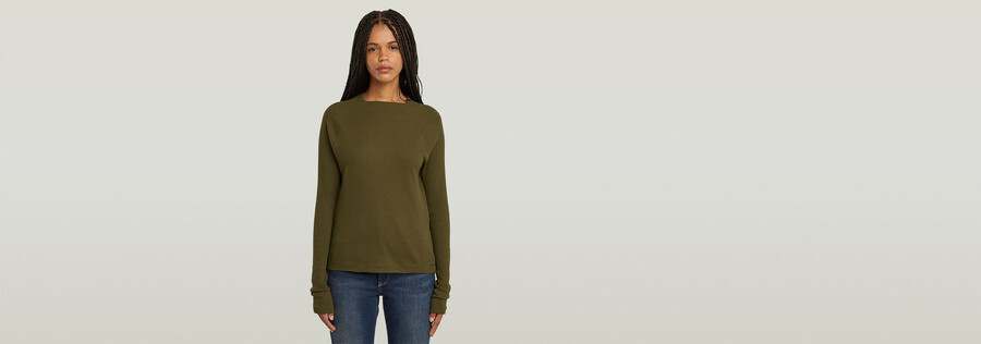 slim rib mock top
