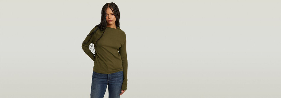 slim rib mock top
