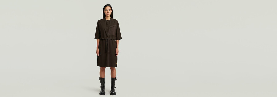 hemdblusenkleid mit halber knopfleiste