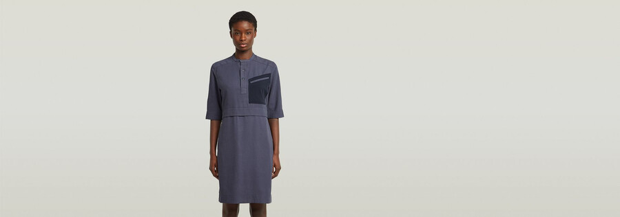 hemdblusenkleid mit halber knopfleiste