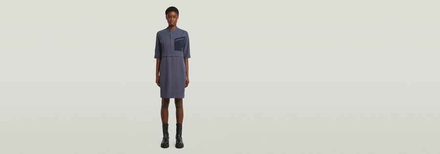 hemdblusenkleid mit halber knopfleiste