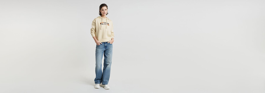 old school logo loose hoodie