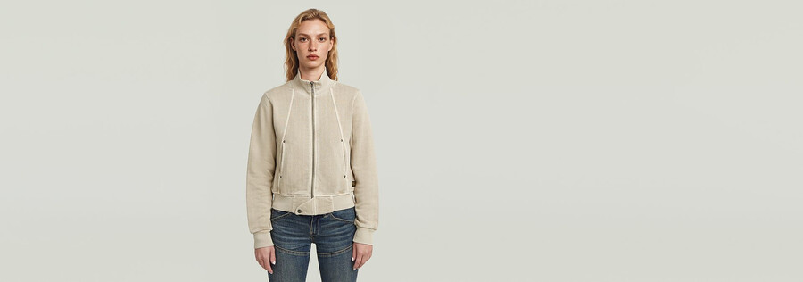 track overdyed slim sweater jacket