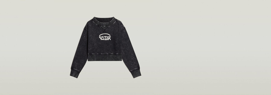 Überfärbter kurzer logo-pullover locker geschnitten