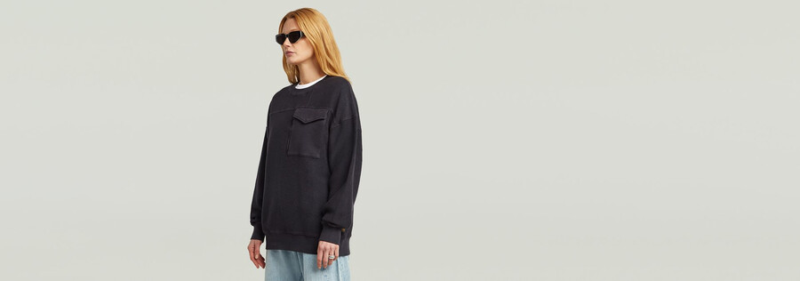 oversized pocket mix sweater