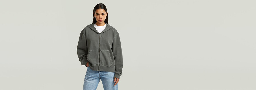 gewaschener hoodie mit reißverschluss lässiger pullover