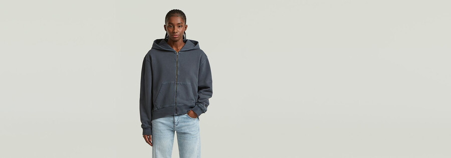 gewaschener hoodie mit reißverschluss lässiger pullover