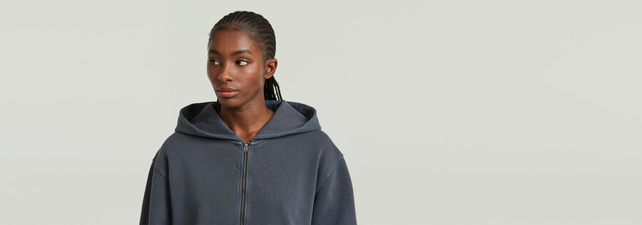 gewaschener hoodie mit reißverschluss lässiger pullover