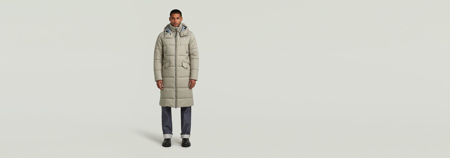 lange wattierte winterjacke