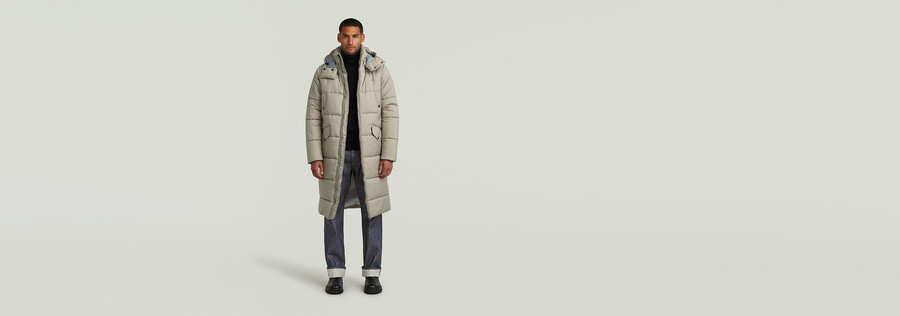 lange wattierte winterjacke