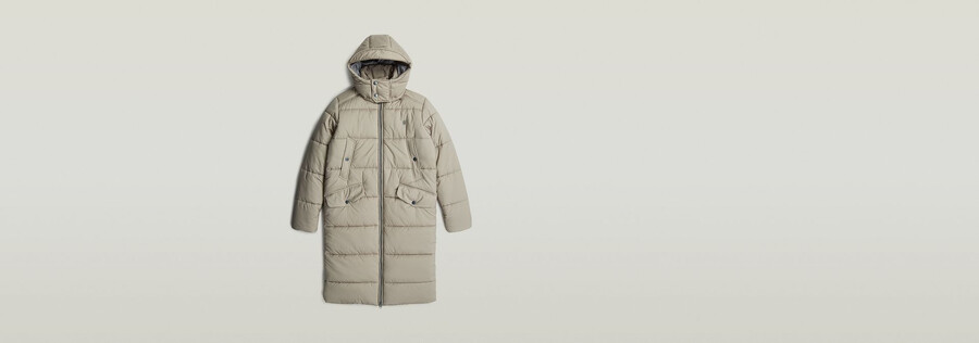 lange wattierte winterjacke