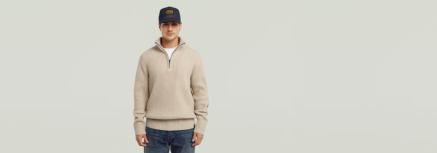 unverzichtbarer strickpullover mit halbem reißverschluss