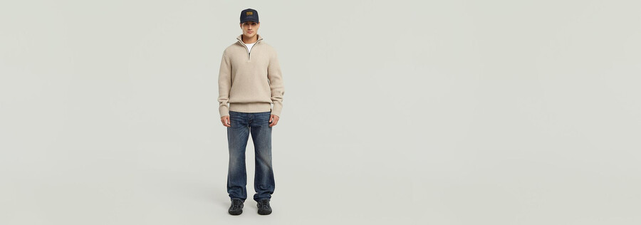unverzichtbarer strickpullover mit halbem reißverschluss