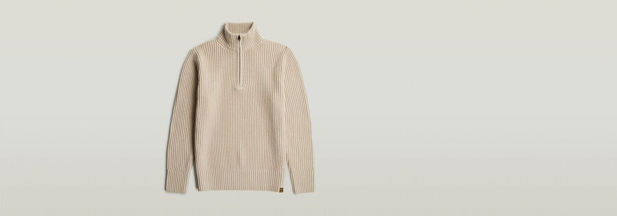unverzichtbarer strickpullover mit halbem reißverschluss