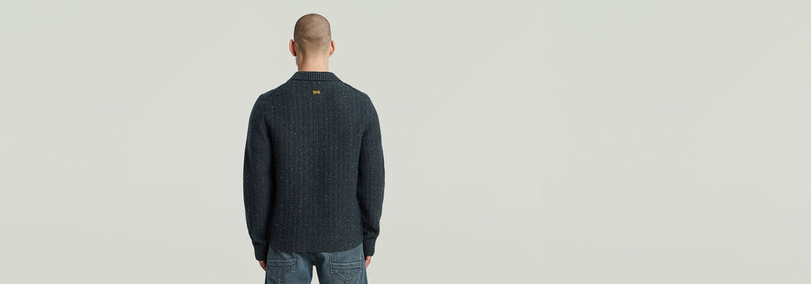 strickpullover mit polokragen und halbem reißverschluss