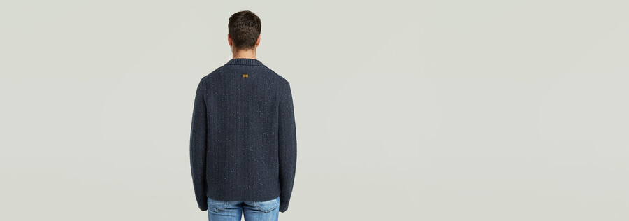 strickpullover mit polokragen und durchgehendem reißverschluss