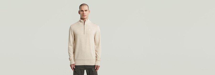 hochwertiger strickpullover mit halbem reißverschluss