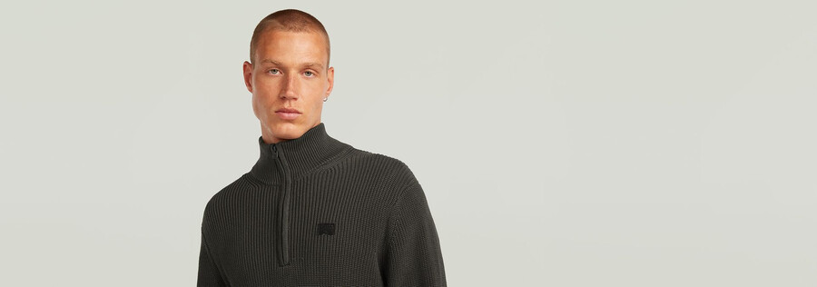 strickpullover mit halbem reißverschluss