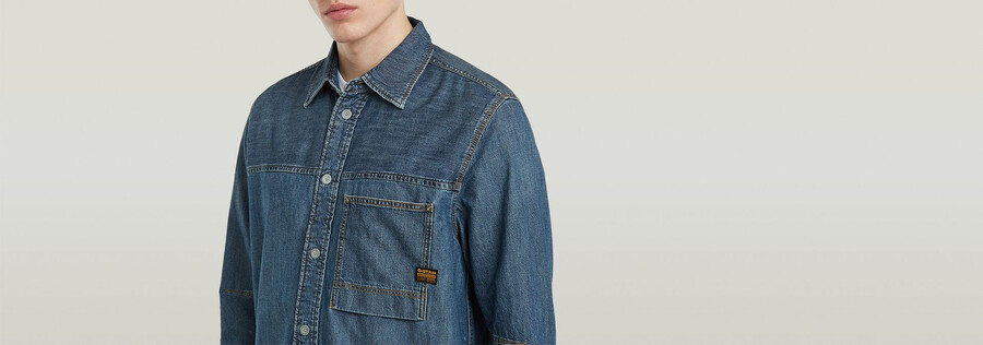 jeanshemd mit einer tasche normale passform