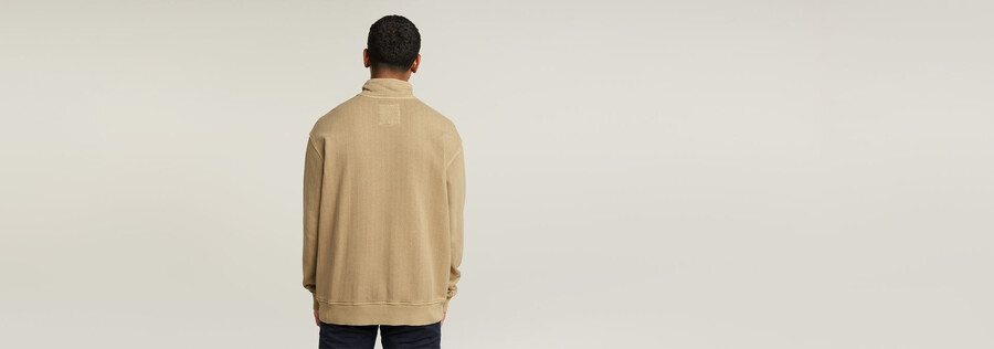 gewaschener lässiger pullover mit halbem reißverschluss
