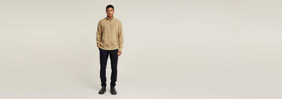 gewaschener lässiger pullover mit halbem reißverschluss